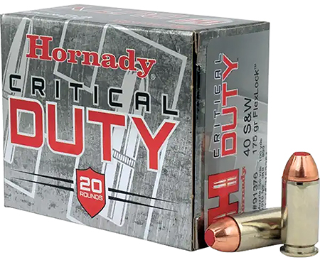 [090255913767] Hornady 91376 Critical Duty  40S&W 175gr Hornady FlexLock 20 Per Box/10 Case