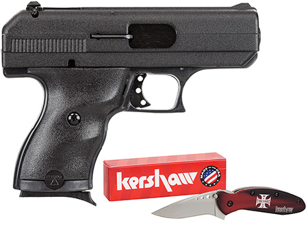 [752334091680] Hi-Point 916HCKNIFE C9 w/Knife 9mm Luger 8+1, 3.50" Black Steel w/Integral Compensator Barrel, Black Powder Coated Serrated Steel Slide, Black Polymer Frame  &  Grip, Knife