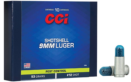 [076683037909] CCI 3790 Pest Control Shotshell 9mmLuger 53gr #12Shot 10 Per Box/20 Case