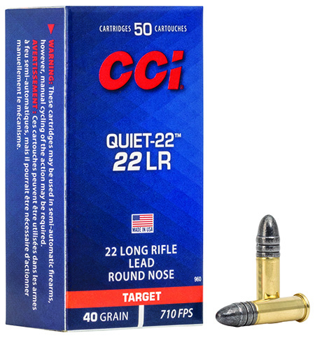 [076683009609] CCI 960 Quiet-22  22LR 40gr Lead Round Nose 50 Per Box/100 Case