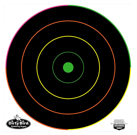 [029057358308] Birchwood Casey 35830 Dirty Bird  12" Bullseye Tagboard Hanging Multi-Color 10 Pk.