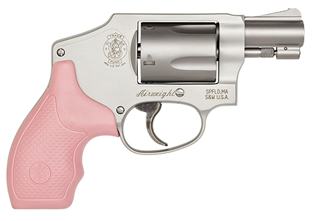 [022188137392] Smith  &  Wesson 150466 Model 642 Airweight 38 S&W Spl +P 5 Shot 1.88" Stainless Steel Barrel/Cylinder, Matte Silver Aluminum Alloy J-Frame, Pink Polymer Grip, Snag-free Enclosed Hammer, Internal Lock
