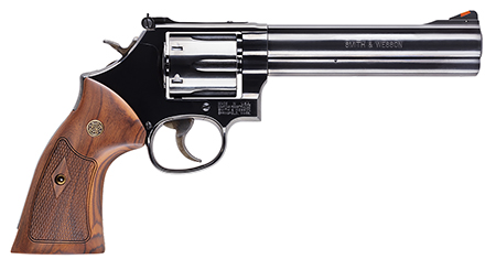 [022188147827] Smith  &  Wesson 150908 Model 586 Classic 357 Mag or 38 S&W Spl +P Blued Carbon Steel 6" Barrel, 6rd  Cylinder  &  Square Butt L-Frame, Wood Grip With S&W Medallions