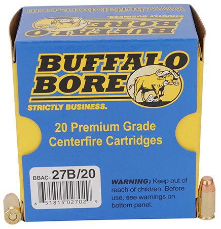 [651815027029] Buffalo Bore Ammunition 27B20 Personal Defense Strictly Business 380ACP +P 95gr Full Metal Jacket Flat Nose 20 Per Box/12 Case