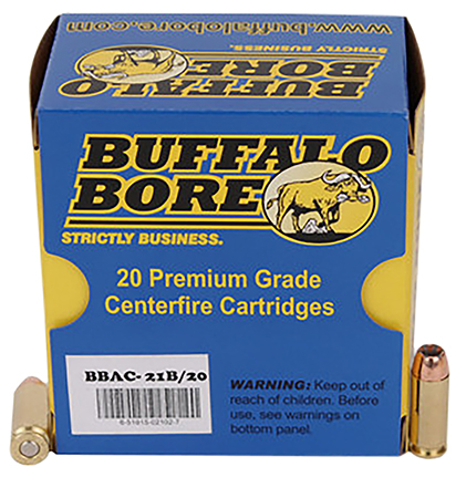 [651815021027] Buffalo Bore Ammunition 21B20 Heavy Strictly Business 10mmAuto 180gr Jacket Hollow Point 20 Per Box/12 Case