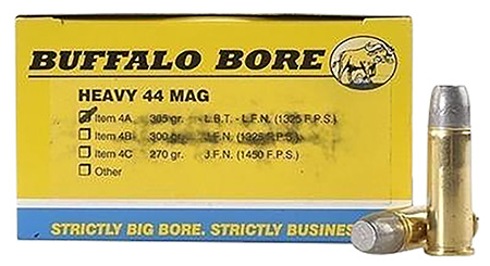 [651815004211] Buffalo Bore Ammunition 4A20 Heavy Strictly Business 44Rem Mag 305gr Hard Cast Lead Flat Nose 20 Per Box/12 Case
