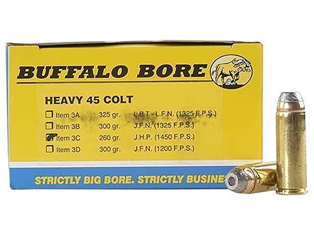 [651815003238] Buffalo Bore Ammunition 3C20 Heavy Strictly Business 45Colt +P 260gr Jacketed Hollow Point 20 Per Box/12 Case