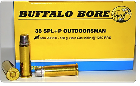 [651815020280] Buffalo Bore Ammunition 20H20 Outdoorsman Strictly Business 38Special +P 158gr Hard Cast 20 Per Box/12 Case