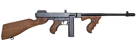 [602686441001] Thompson T114 1927A-1 Deluxe 45 ACP Caliber with 16.50" Barrel, 20+1 Capacity (Stick), Blued Metal Finish, American Walnut Stock Wood Grip Fixed Compensator Right Hand