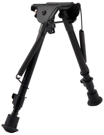 [051156012119] Harris Bipods LM1A2 Non-Swivel L Swivel Stud, 9-13", Black Steel/Aluminum, Notched Legs, Rubber Feet