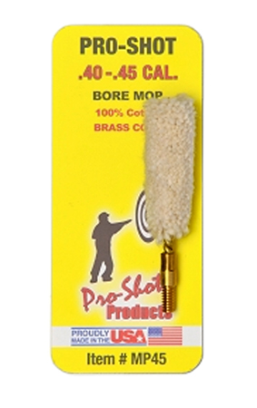 [709779200153] Pro-Shot MP45 Bore Mop  .40 - .45 Cal Pistol #8-32" Thread 100% Cotton
