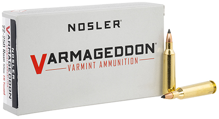 [054041651554] Nosler 65155 Varmageddon  22-250Rem 55gr Flat Base Tipped 20 Per Box/10 Case