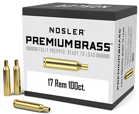 [054041101288] Nosler 10128 Premium Brass Unprimed Cases 17Rem Rifle Brass 100/Box