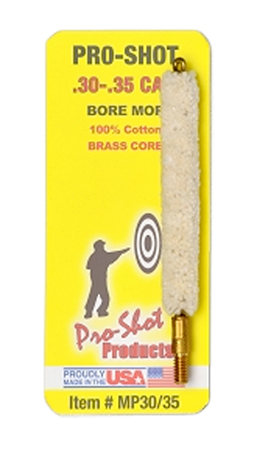 [709779200139] Pro-Shot MP3035 Bore Mop  .30 - .35 Cal Rifle #8-32 Thread Cotton 1.75" Long