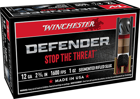 [020892020801] Winchester Ammo S12PDX1S PDX1 Defender  12Gauge 2.75" 1oz Rifled Slug Shot 10 Per Box/10 Case