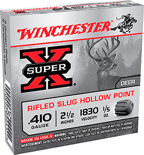 [020892020580] Winchester Ammo X41RS5VP Super X  410Gauge 2.50" 1/5oz Rifled Slug Shot 15 Per Box/10 Case *Value Pack