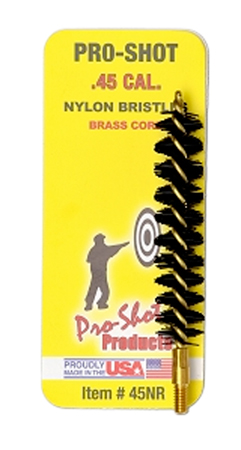 [709779100958] Pro-Shot 45NR Bore Brush  .45 Cal Rifle #8-32 Thread Nylon Bristles Brass Core