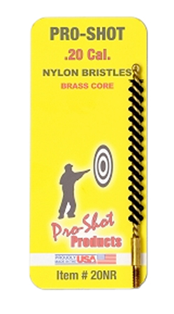 [709779100927] Pro-Shot 20NR Bore Brush  .20 Cal Rifle #5-40" Thread Nylon Bristles Brass Core