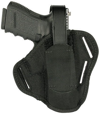 [648018045707] Blackhawk 40PC06BK Pancake  OWB Size 06 Black Cordura Nylon Belt Slide Fits Med/Large Semi Autos Fits 3.25-3.75" Barrel Ambidextrous