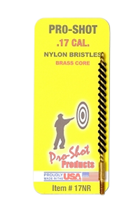 [709779100903] Pro-Shot 17NR Bore Brush  .17/ .177 Cal Rifle #5-40" Thread Nylon Bristles Brass Core