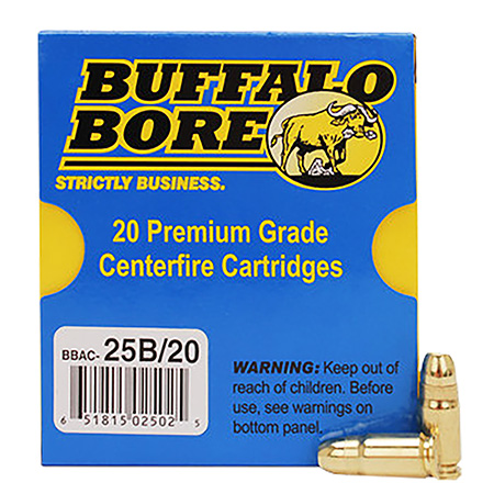 [651815025025] Buffalo Bore Ammunition 25B20 Heavy Strictly Business 357Sig 125gr Full Metal Jacket Flat Nose 20 Per Box/12 Case