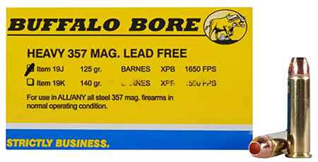 [651815019307] Buffalo Bore Ammunition 19J20 Buffalo-Barnes Strictly Business 357Mag 125gr Barnes VOR-TX XPB Lead Free 20 Per Box/12 Case