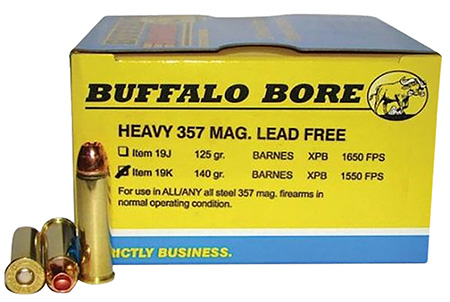 [651815019314] Buffalo Bore Ammunition 19K20 Buffalo-Barnes Strictly Business 357Mag 140gr Barnes VOR-TX XPB Lead Free 20 Per Box/12 Case