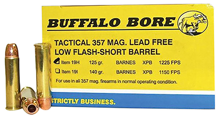[651815019284] Buffalo Bore Ammunition 19H20 Buffalo-Barnes Strictly Business 357Mag 125gr Barnes VOR-TX XPB Lead Free 20 Per Box/12 Case