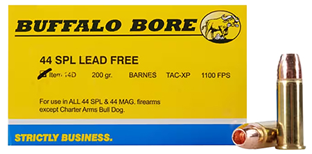 [651815004464] Buffalo Bore Ammunition 14D20 Buffalo-Barnes Strictly Business 44S&W Spl 200gr Barnes TAC-XP Lead Free 20 Per Box/12 Case