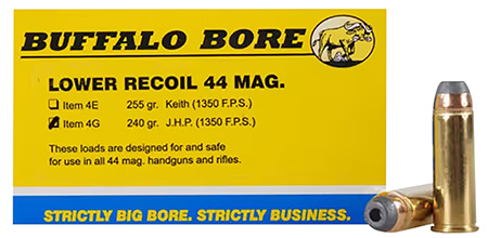 [651815004273] Buffalo Bore Ammunition 4G20 Low Recoil Strictly Business 44Rem Mag 240gr Jacket Hollow Point 20 Per Box/12 Case