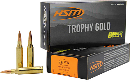 [837306001505] HSM 24395VLD Trophy Gold Extended Range 243 Win 95 gr Berger Hunting VLD Match 20 Per Box/ 25 Case