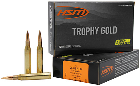 [837306001512] HSM 2506115VLD Trophy Gold Extended Range 25-06 Rem 115 gr Berger Hunting VLD Match 20 Per Box/ 20 Case
