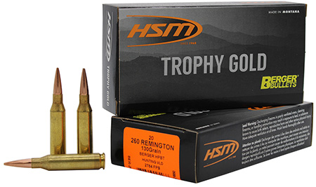 [837306005466] HSM 260130VLD Trophy Gold Extended Range 260 Rem 130 gr Berger Hunting VLD Match 20 Per Box/ 25 Case