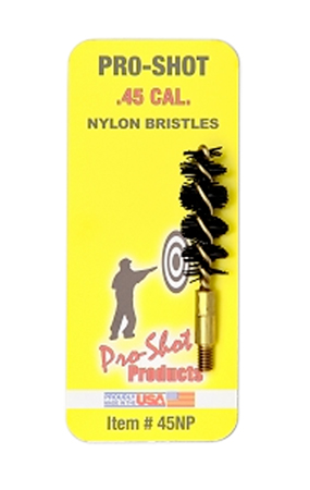 [709779100767] Pro-Shot 45NP Bore Brush  .45 Cal Pistol #8-32 Thread Nylon Bristles Brass Core