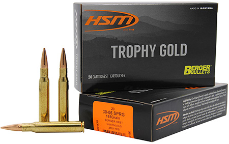 [837306001581] HSM 3006185VLD Trophy Gold Extended Range 30-06 Springfield 185 gr Berger Hunting VLD Match 20 Per Box/ 20 Case