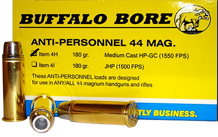[651815004280] Buffalo Bore Ammunition 4H20 Anti-Personnel Strictly Business 44Rem Mag 180gr Medium Cast Hollow Point 20 Per Box/12 Case