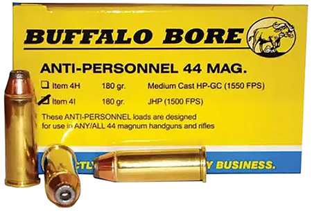 [651815004297] Buffalo Bore Ammunition 4I20 Anti-Personnel Strictly Business 44Rem Mag 180gr Jacketed Hollow Point 20 Per Box/12 Case