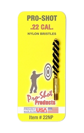 [709779100729] Pro-Shot 22NP Bore Brush  .22 Cal Pistol #8-32 Thread Nylon Bristles Brass Core