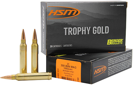 [837306001628] HSM 300WM185VLD Trophy Gold Extended Range 300 Win Mag 185 gr Berger Hunting VLD Match 20 Per Box/ 20 Case