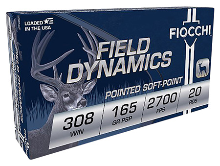 [762344710358] Fiocchi 308D Field Dynamics  308Win 165gr Pointed Soft Point 20 Per Box/10 Case