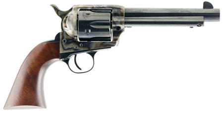 [839665009956] Taylors  &  Company 550857 1873 Gunfighter 357 Mag Caliber with 5.50" Blued Finish Barrel, 6rd Capacity Blued Finish Cylinder, Color Case Hardened Finish Steel Frame  &  Walnut Army Size Grip