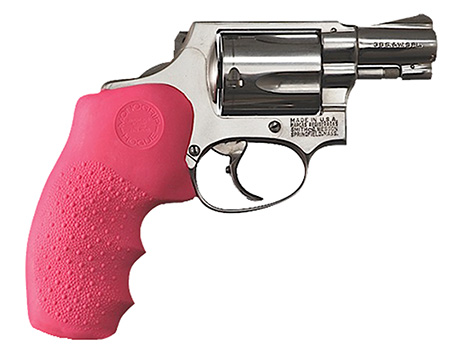 [743108600078] Hogue 60007 OverMolded Monogrip Cobblestone Pink Rubber with Finger Grooves for S&W J Frame with Round Butt