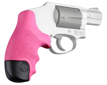 [743108600276] Hogue 60027 OverMolded Tamer  Cobblestone Pink Rubber with Finger Grooves for S&W J Frame Centennial with Round Butt, Bodyguard