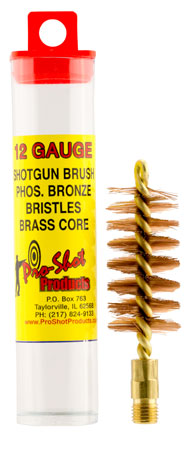 [709779100361] Pro-Shot 12S Bore Brush  12 Gauge Shotgun #5/16-27 Thread Bronze Bristles Looped Tip Brass Core