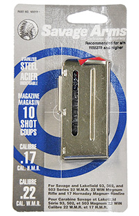 [062654900198] Savage Arms 90019 93 Series  10rd 17 HMR/22 WMR Stainless Steel