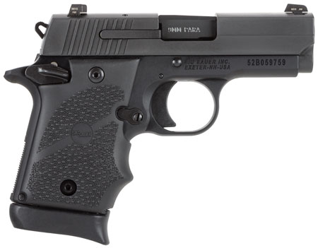 [798681443352] Sig Sauer 9389BRGAMBI P938 Micro-Compact BRG 9mm Luger 3" 7+1 Black Nitron Stainless Steel Black Hogue Rubber Grip