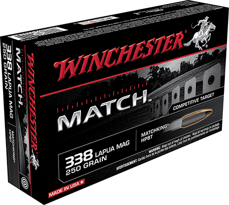 [020892220034] Winchester Ammo S338LM Match  338LapuaMag 250gr Sierra MatchKing BTHP 20 Per Box/10 Case
