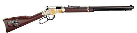 [619835016171] Henry H004FM Golden Boy Firefighter Tribute 22 Short, 22 Long or 22 LR Caliber with 16 LR/21 Short Capacity, 20" Blued Barrel, Nickel-Plated Metal Finish  &  American Walnut Stock Right Hand (Full Size)
