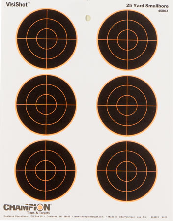 [076683458032] Champion Targets 45803 VisiShot  Bullseye Paper Hanging 25 yds Small Bore Rifle 8.50" x 11" Black/White 10 Pack