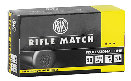 [4000294142253] RWS/Umarex 2134225 Rifle Match Professional Line 22LR 40gr Lead Round Nose 50 Per Box/100 Case